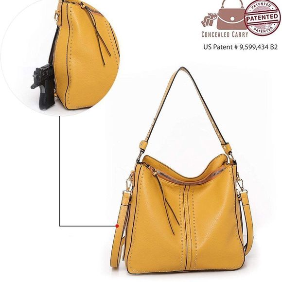 New GLA Leather Shoulder Bag-Mustard Yellow - Picture 3 of 7